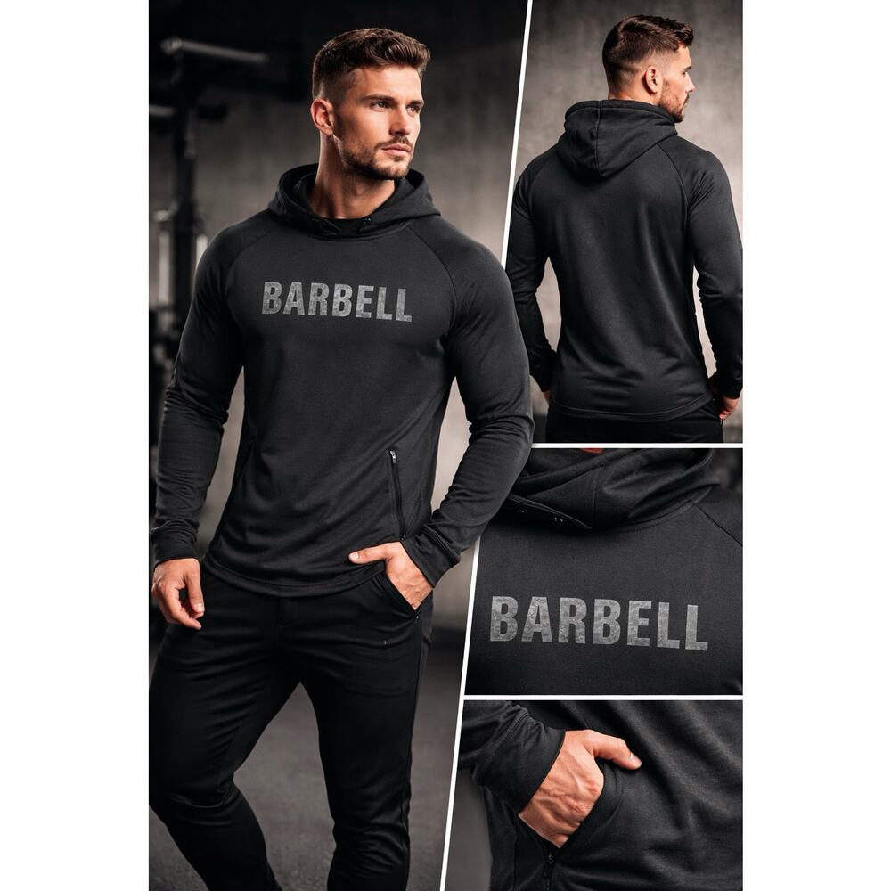 Barbell Apparel Mens L Stealth Hoodie Gray Camo Logo Performance Gym Workout NWT